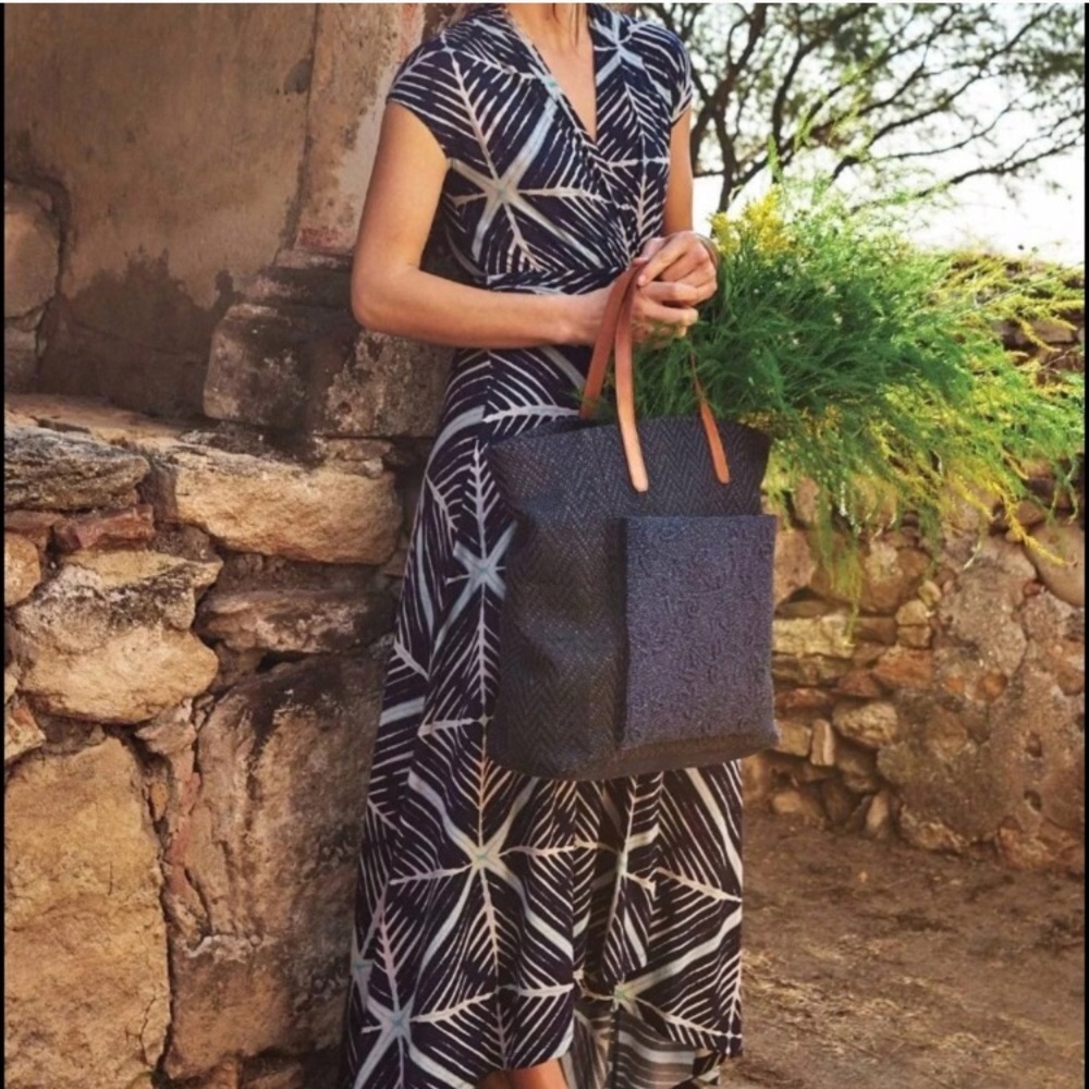 Anthropologie Navy and White Maxi Dress